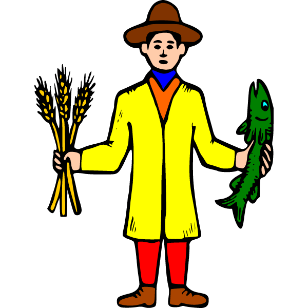 The farmer sells his products at the market